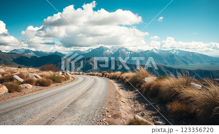 Winding Road Through Mountain Landscape 123356720