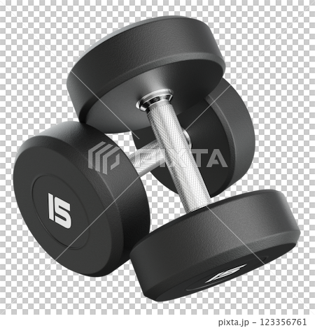 Two Blank Round Rubber Dumbbells with number 15, weightlifting gym equipment 123356761