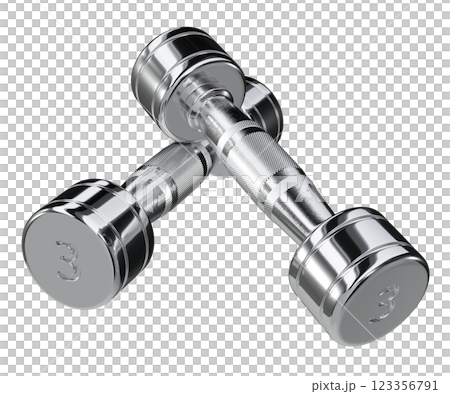 Two blank Round Dumbbells with number 3, chrome weightlifting gym equipment 123356791