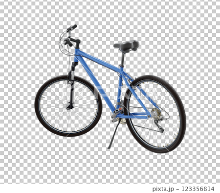 Blue bicycle standing on kickstand Blue bicycle standing on kickstand 123356814