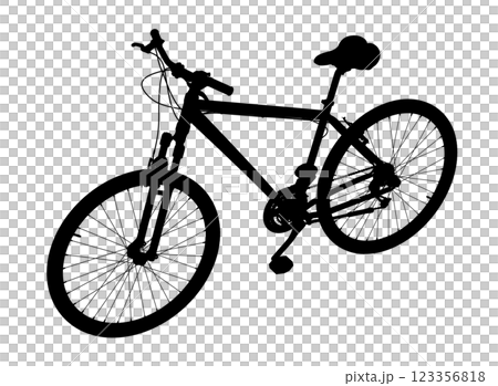 Black silhouette bicycle isolated on white background, 3D illustration 123356818