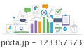Data analysis and business growth technology illustration with vector icons 123357373