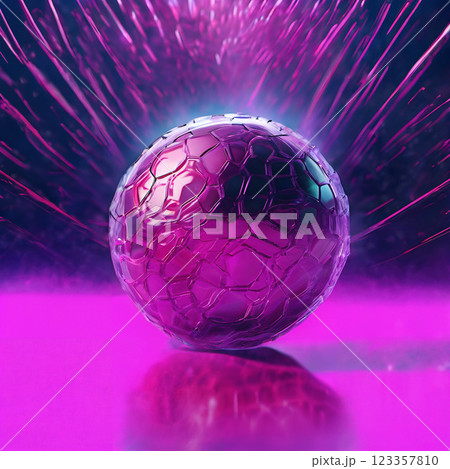 Translucent Purple Honeycomb Sphere with Light Streaks 123357810