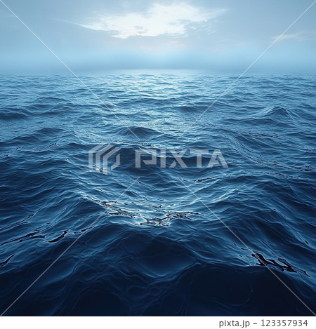 Calm ocean waves reflect the soft light of...のイラスト素材 [123357934] - PIXTA