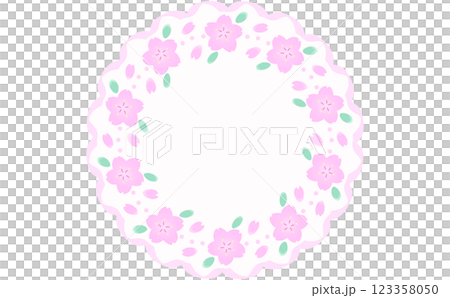 Round cherry blossom frame, cherry blossom frame, cherry blossom decorative frame 123358050