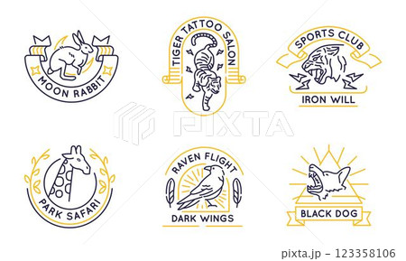 Set of 6 Animal and Wildlife Logo Icons 123358106