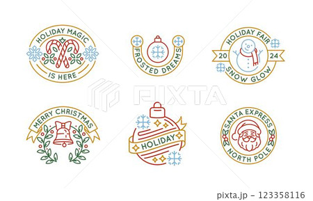 Set of 6 Christmas Logo Icons 123358116