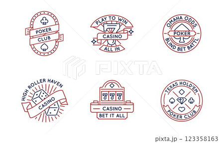 Set of 6 Casino and Poker Logos Set of 6 Casino and Poker Logos 123358163