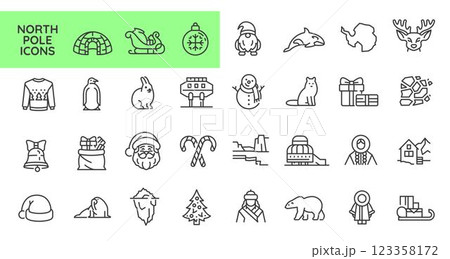 North Pole Icons Set North Pole Icons Set 123358172