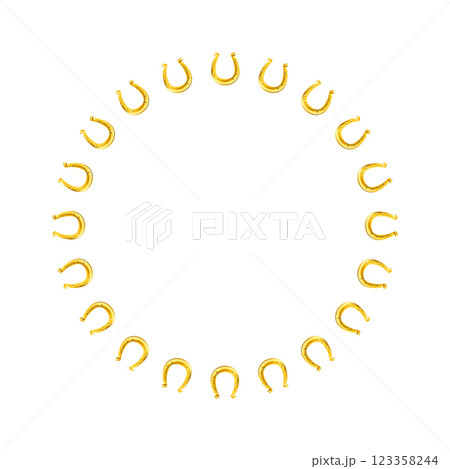 Realistic Gold Lucky Horseshoe vector icon. St. Patrick tradition Realistic Gold Lucky Horseshoe vector icon. St. Patrick tradition 123358244