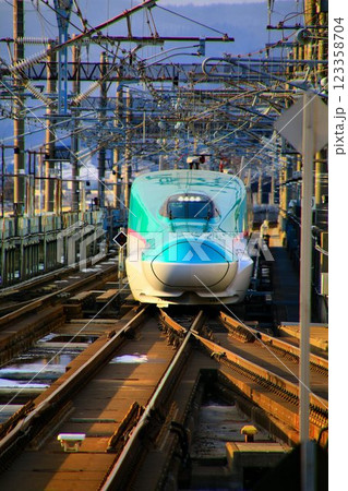 春近し雪解け待つ陸奥路を行く… 『はやぶさ』E5系・盛岡駅にて駅にて 123358704