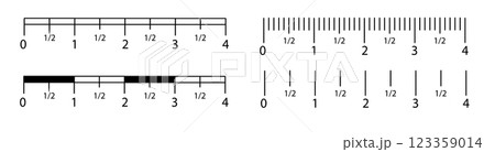 Inch and metric rulers set. Centimeters and inches measuring scale cm metrics indicator. Precision measurement centimeter icon tools of measure size indication ruler tools. 123359014