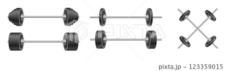 Fitness with Crossed Barbel for Gym Sport Hand Drawn Symbol Logo Vector object for design, mockup. Vector realistic object Illustration 10 EPS Fitness with Crossed Barbel for Gym Sport Hand Drawn Symbol Logo Vector object for design, mockup. Vector realistic object Illustration 10 EPS 123359015