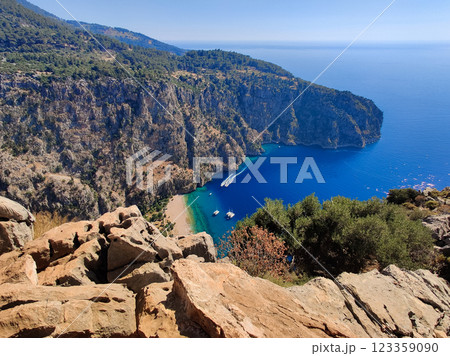 beautiful landscape from the mountain in Butterfly Valley in Turkey 123359090