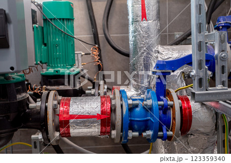 An Industrial Pump System Comprising Various Colorful Components and Technologies An Industrial Pump System Comprising Various Colorful Components and Technologies 123359340