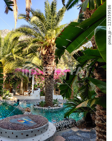 a beautiful large swimming pool near the house 123359586
