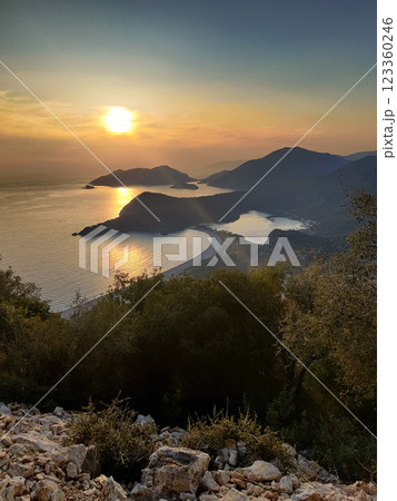 beautiful landscape from babadag mountain to Oludeniz beach in Turkey beautiful landscape from babadag mountain to Oludeniz beach in Turkey 123360246