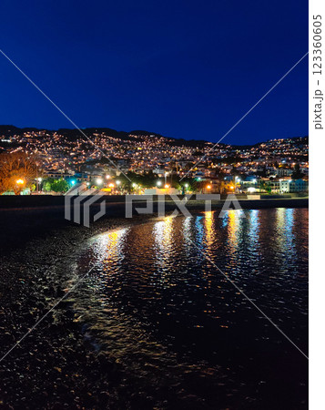 beautiful evening city by the sea on the island of Madeira, Portugal beautiful evening city by the sea on the island of Madeira, Portugal 123360605