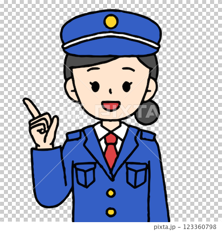 A female security guard is pointing 123360798