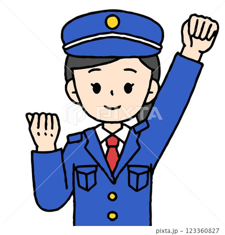 警備員の女性がガッツポーズをしている 123360827