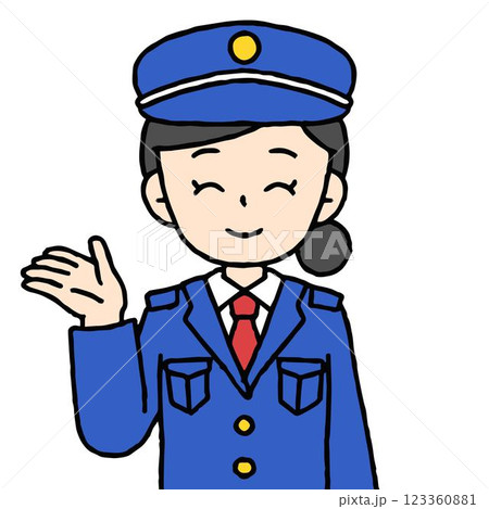 警備員の女性が案内をしている 123360881