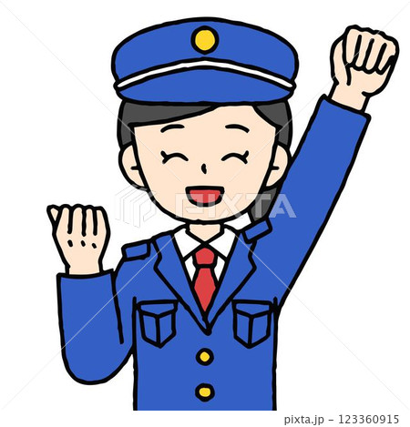 警備員の女性がガッツポーズをしている 123360915