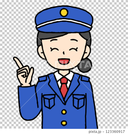 A female security guard is pointing 123360917