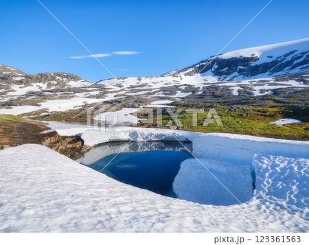 Nature in Norway. Panoramic view of wild Norway. Glacier and mountains. 123361563