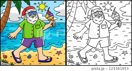 Christmas in July Santa and Ice Cream Illustration Christmas in July Santa and Ice Cream Illustration 123361953