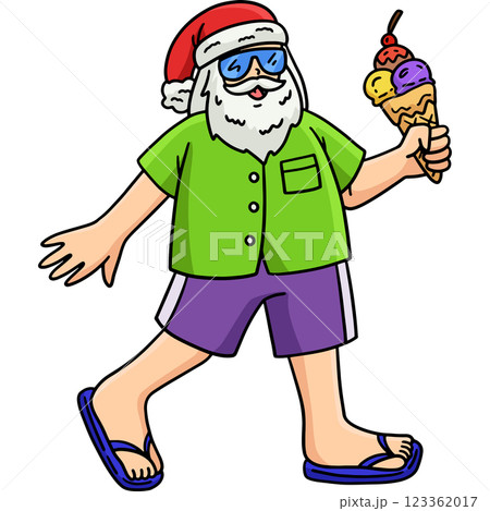 Christmas in July Santa Eating Ice Cream Clipart  123362017