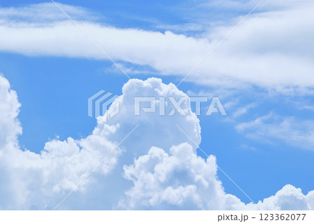 夏空に浮かぶふわふわの雲 123362077
