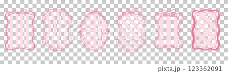 A set of pink frames with simple ribbons, vintage style frames A set of pink frames with simple ribbons, vintage style frames 123362091