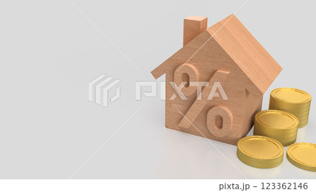 The Wood House and percent for Property or real estate concept 3d rendering. 123362146
