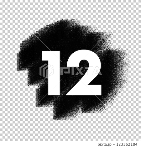 Monochrome icon of the number 12 on a black background in a hand-drawn analog style Monochrome icon of the number 12 on a black background in a hand-drawn analog style 123362184