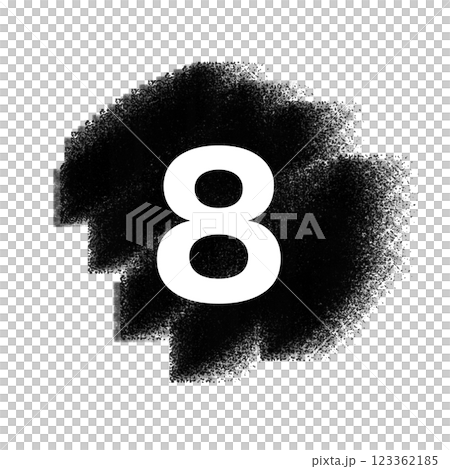 Monochrome icon of the number 8 on a black background in hand-drawn analog style Monochrome icon of the number 8 on a black background in hand-drawn analog style 123362185