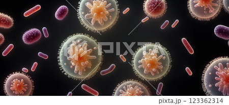 Unicellular organisms or protozoa, single-celled organisms microorganisms such as archaea, bacteria or protists swim in water 123362314