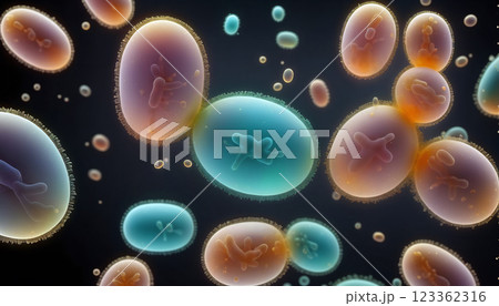 Unicellular organisms or protozoa, single-celled organisms microorganisms such as archaea, bacteria or protists swim in water 123362316