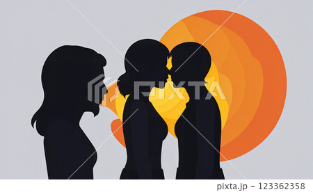 illustrative colorful artistic depiction of poly-amorous people who have multiple partners, lgbtq+ community, pride love romance friendship illustrative colorful artistic depiction of poly-amorous people who have multiple partners, lgbtq+ community, pride love romance friendship 123362358