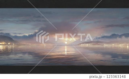 夜明けの静かな海 123363148