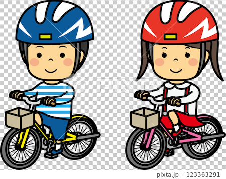 Young men and women riding bicycles 123363291