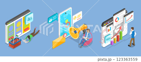 3D Isometric Flat Vector Illustration of ROI, AI Technologies and Financial Income Strategy 3D Isometric Flat Vector Illustration of ROI, AI Technologies and Financial Income Strategy 123363559
