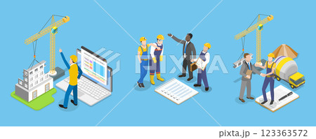 3D Isometric Flat Vector Illustration of Construction Workers , Building Industry 3D Isometric Flat Vector Illustration of Construction Workers , Building Industry 123363572