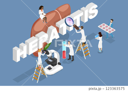 3D Isometric Flat Vector Illustration of Hepatitis, Liver Disease, Healthcare and Treatment 123363575