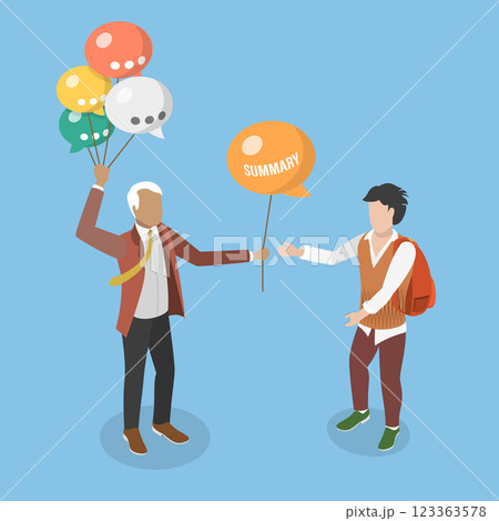 3D Isometric Flat Vector Illustration of Brainstorm Recap, Meeting Summary 123363578