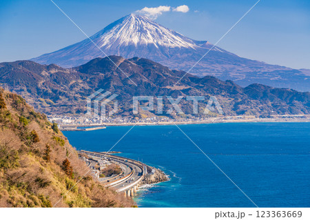 【静岡県】東海道の難所、薩埵峠（さったとうげ）から見る富士山 123363669