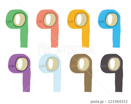 縦に伸ばしたテープのイラストセット 123364352