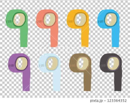 縦に伸ばしたテープのイラストセット 123364352