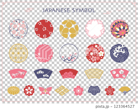 Japanese pattern symbols and icon set / Spring Japanese style design 123364527
