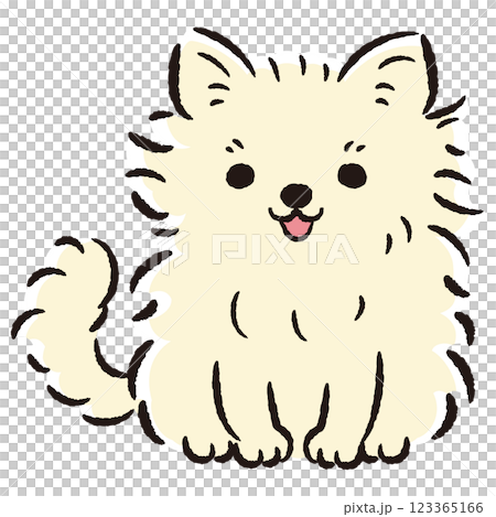 座っている犬の手描きイラスト 123365166