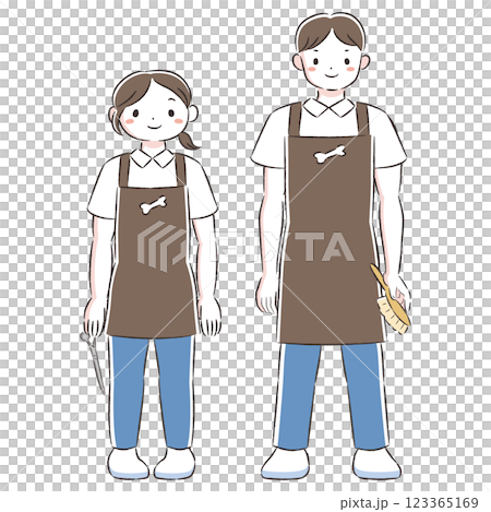 動物に関わる職業の男女イラストセット（ペットトリマー） 123365169